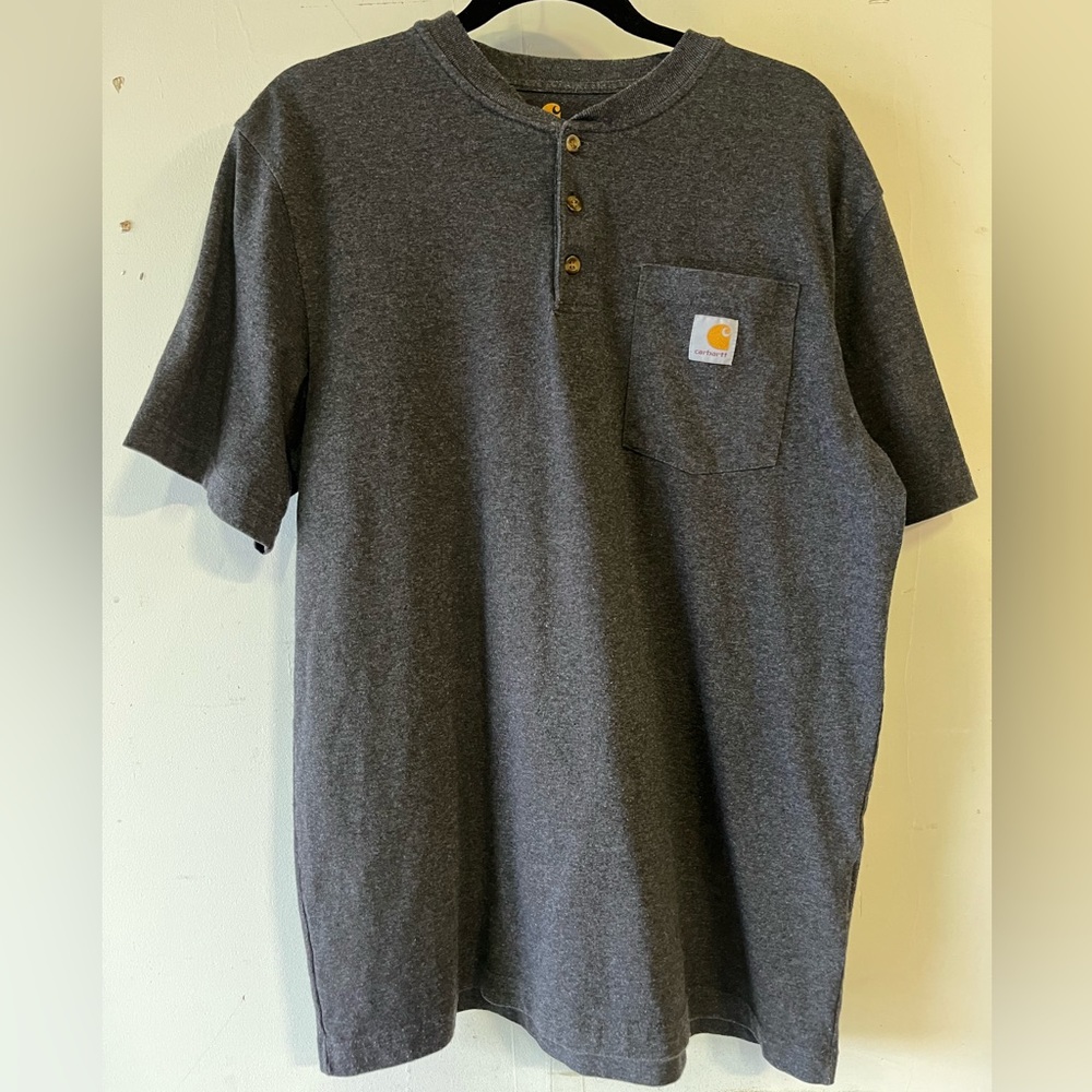 Loose fit heavyweight short sleeved pocket henley T-Shirt